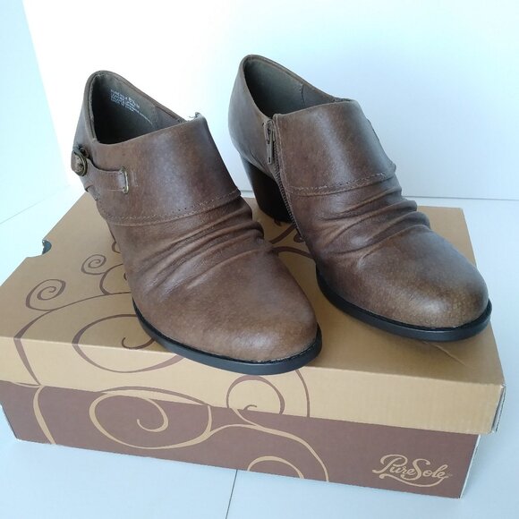 Pure Sole "Rowdy" Leather Chestnut Brown Shootie Bootie- 8.5M - Picture 2 of 9